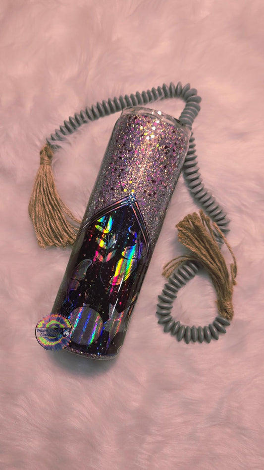 30 oz Tumbler Sage Purple glitter v split