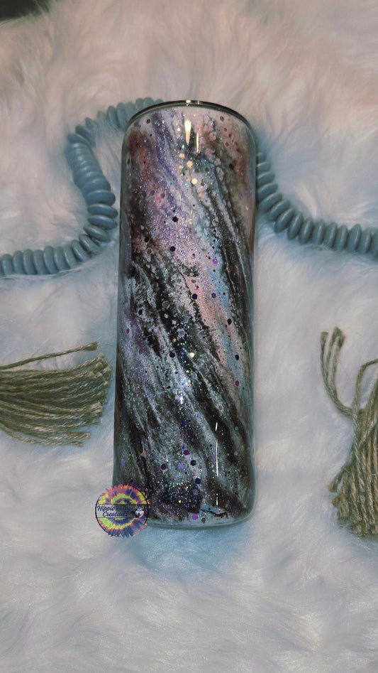 20 oz Tumbler In milky way pattern with wishing flower