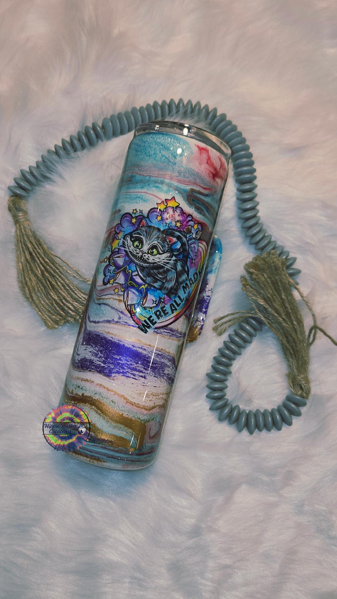 30 oz "We're All Mad Here Tumbler with handle