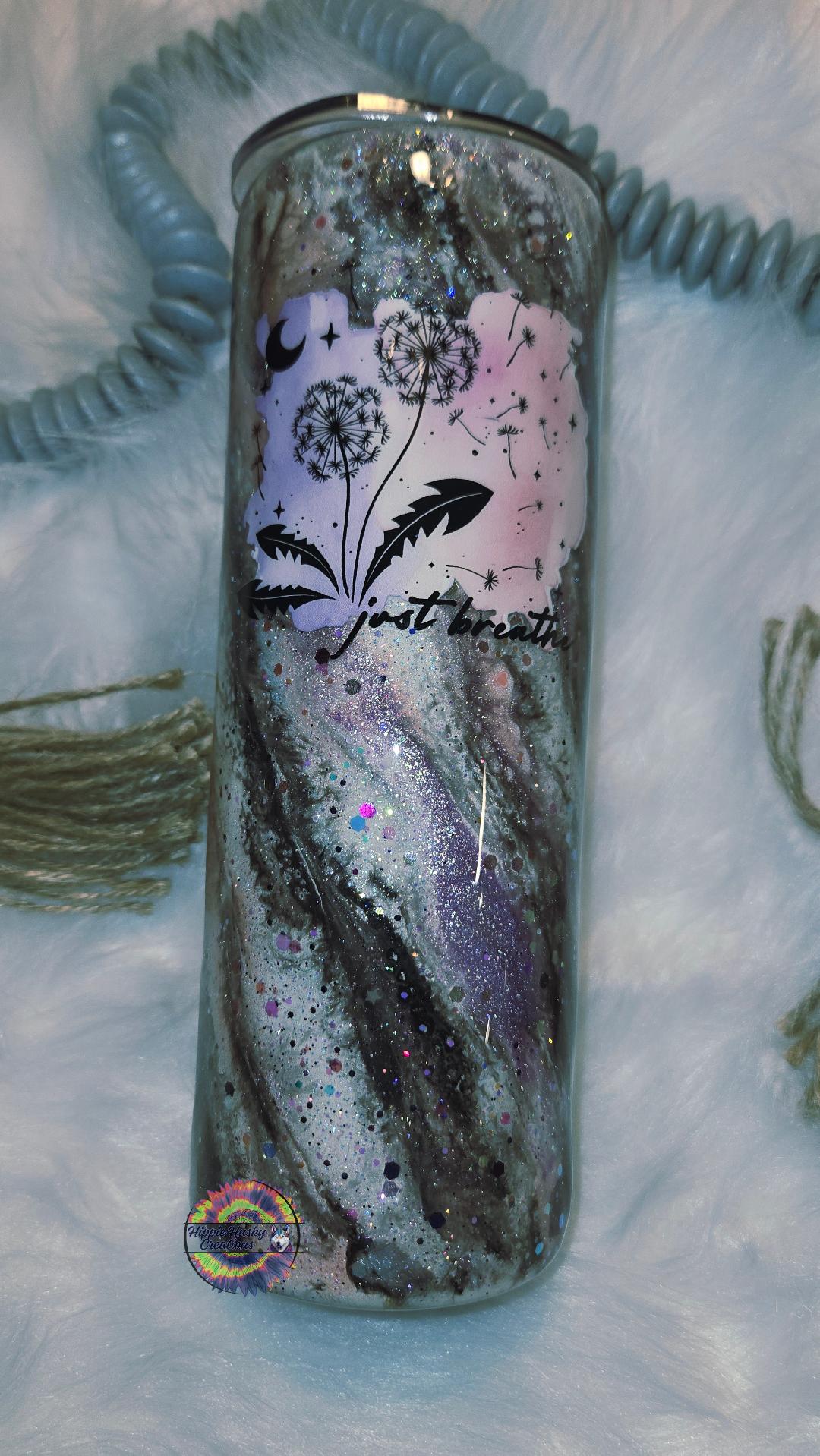20 oz Tumbler In milky way pattern with wishing flower