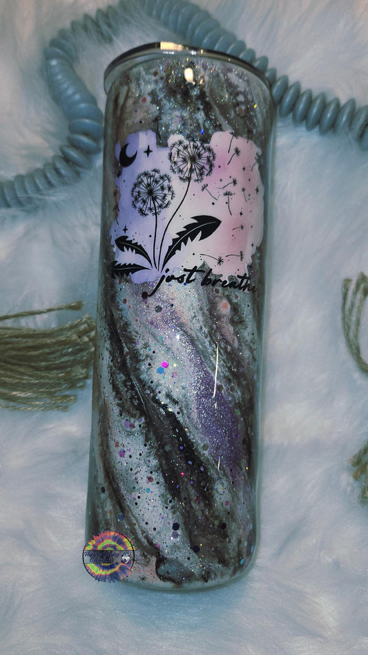 20 oz Tumbler In milky way pattern with wishing flower