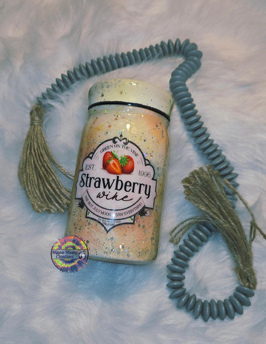 16 oz Mason Jar Style Strawberry Wine Tumbler